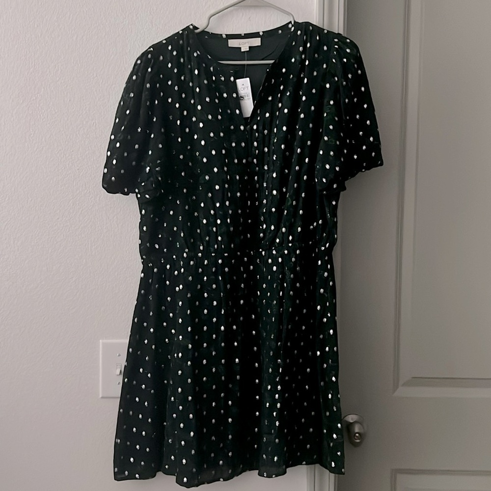 LOFT Metallic Clip Pintucked Flare
Dress